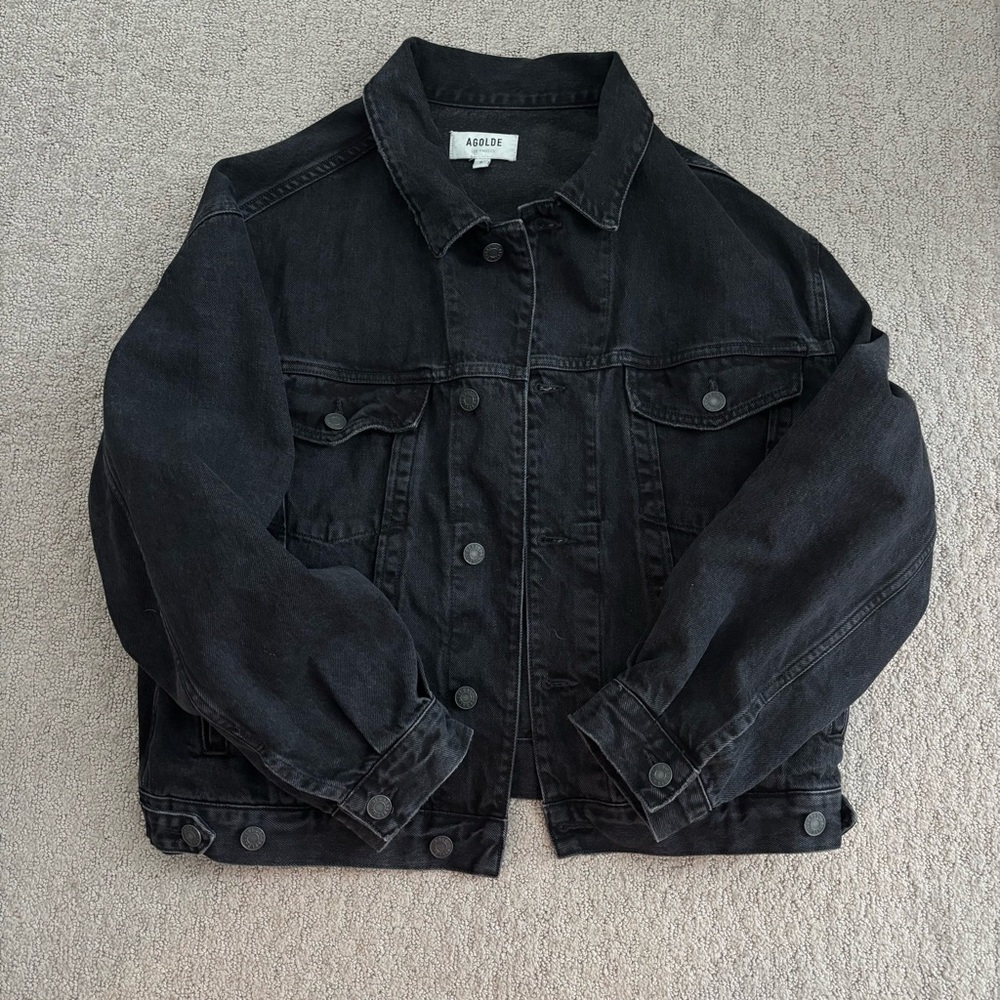 EUC Agolde Charlie Oversized Denim Jacket in Black - Size S